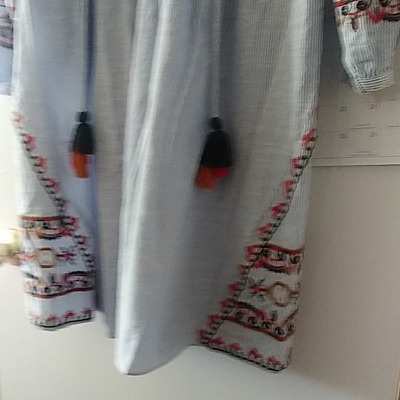 Tunic or Mini dress Blue striped w/ Embroidery - Picture 2 of 6